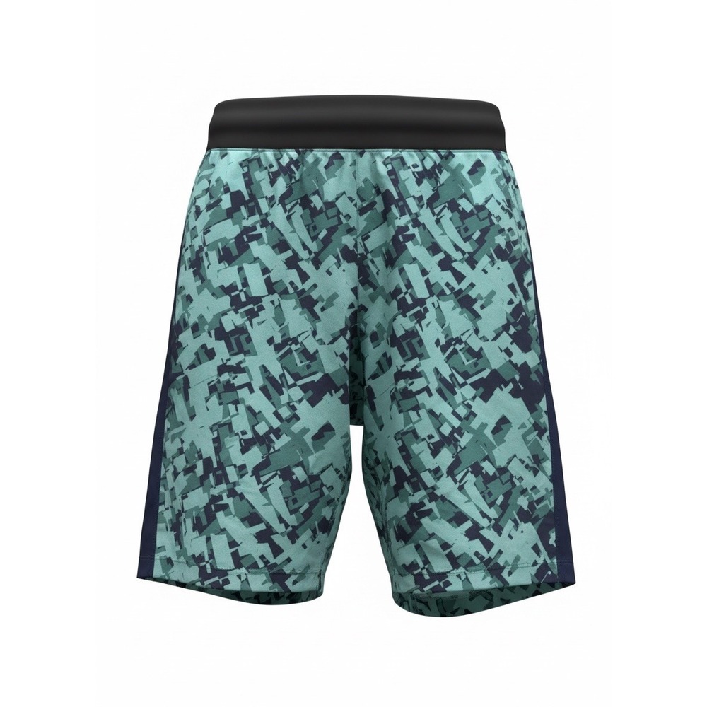 Lululemon Mens THE Short Linerless Teal Navy Geometric Pixel Print 9 Inch Inseam